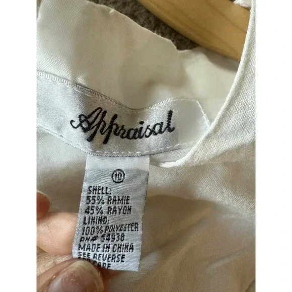 Vintage Scallop White Back Button Up Top Crochet Detail - Picture 4 of 4